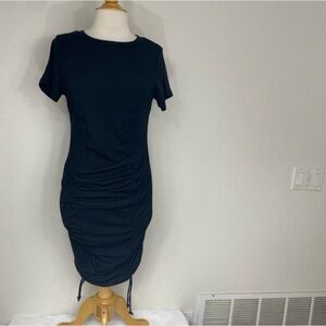 Talent Womens Black Crew Short Sleeve Ruche Stretch Dress Size 2X Casual Minimal